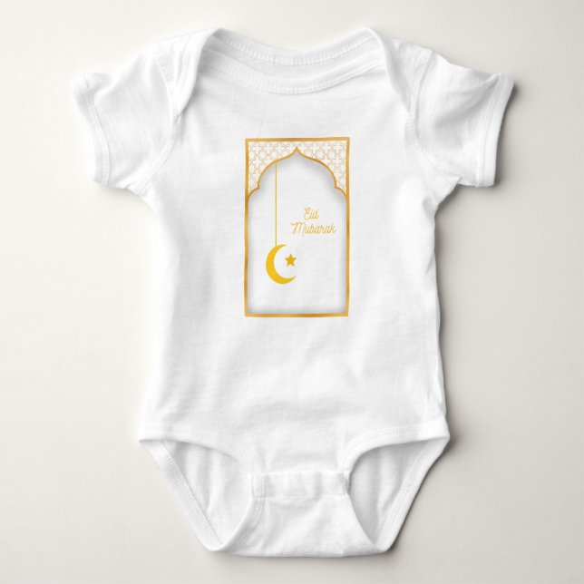 Body Para Bebê Meu Primeiro Eid Ramadan Moon Islam Bebê Bodyfato (Frente)