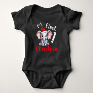Body Para Bebê Meu Primeiro Elefante Bebê de Natal
