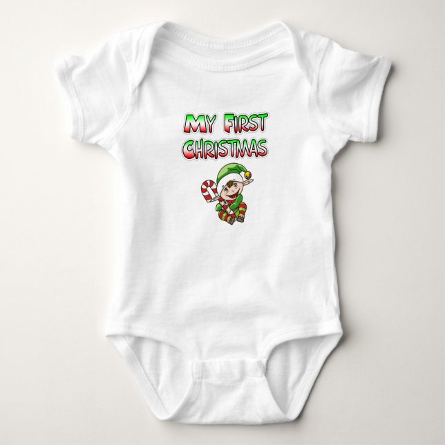 Body Para Bebê Meu Primeiro Elf de Natal (Frente)