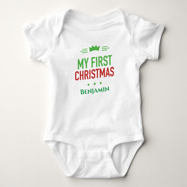 Body Para Bebê Meu Primeiro Fato De Bebê De Natal (Frente)