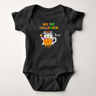 Body Para Bebê Meu primeiro gato fantasma de Halloween