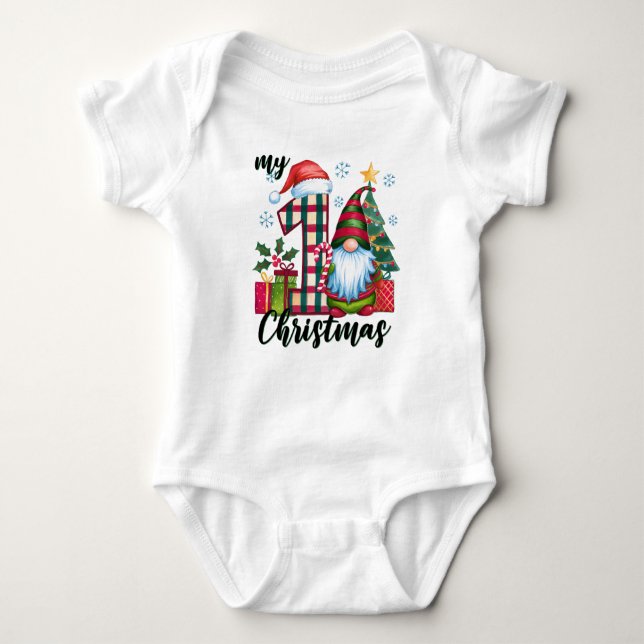 Body Para Bebê Meu Primeiro Gnomo de Natal (Frente)