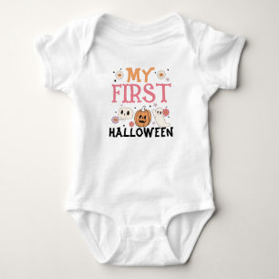 Body Para Bebê Meu Primeiro Halloween Abóbora Fantasma Groovy Fof