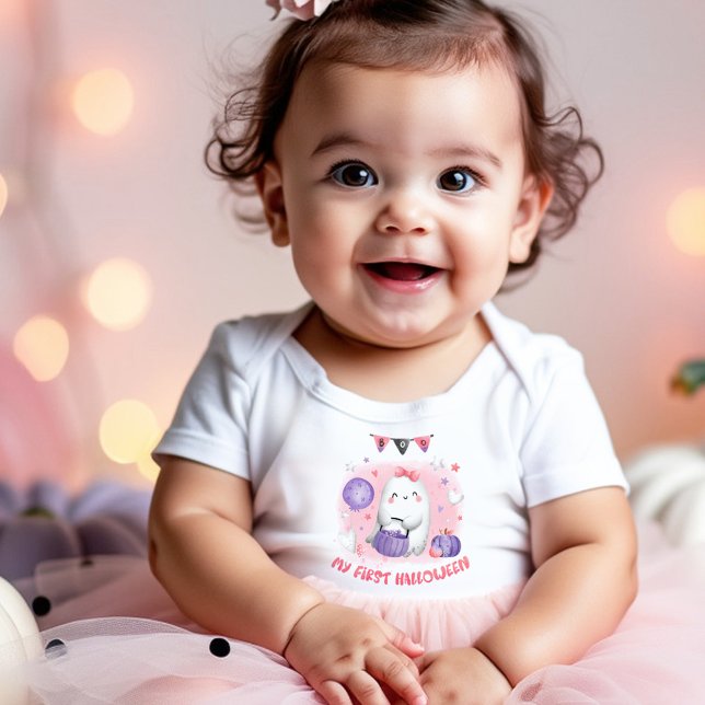 Body Para Bebê Meu primeiro Halloween bebê menina body little boo (My first Halloween baby girl little boo bodysuit)
