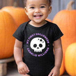Body Para Bebê Meu primeiro Halloween caveira fofa com estrelas e