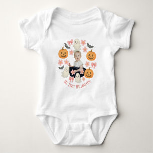 Body Para Bebê Meu Primeiro Halloween Pumpkin e Wreath Fantasma