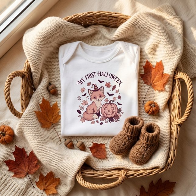 Body Para Bebê Meu primeiro Halloween rosa (Criador carregado)