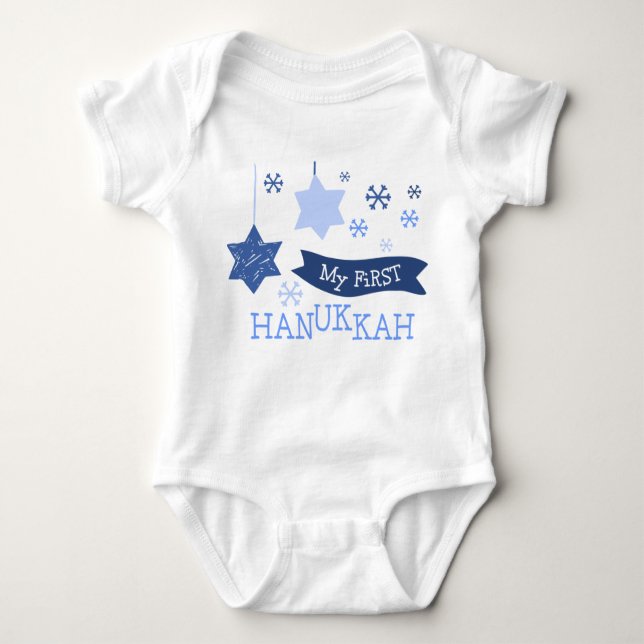 Body Para Bebê Meu Primeiro Hanukkah Bebê Bodô (Frente)