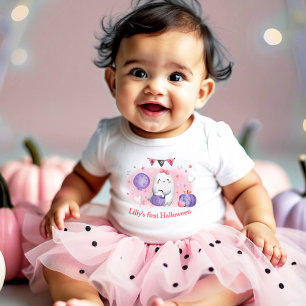 Body Para Bebê Meu primeiro macacão de Halloween Rosa Menina Bebê