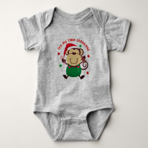 Body Para Bebê Meu Primeiro Macaco de Papais noeis de Natal