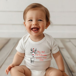 Body Para Bebê Meu Primeiro Natal 2025, Rena, Personalizado