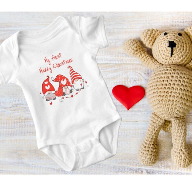 Body Para Bebê Meu Primeiro Natal 3 Gnomos Cujos (Criador carregado)