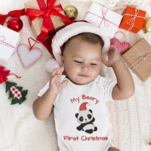 Body Para Bebê Meu Primeiro Natal Beary – Panda com Chapéu de Pap