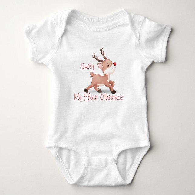Body Para Bebê Meu Primeiro Natal com Rudolph (Frente)