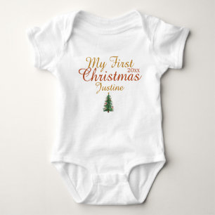 Body Para Bebê Meu Primeiro Natal   Design do bebê personalizável