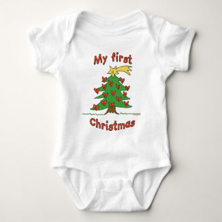 Body Para Bebê Meu primeiro Natal (design feliz da árvore)