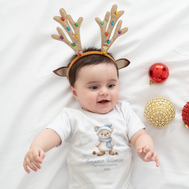 Body Para Bebê Meu Primeiro Natal do Menino (Criador carregado)