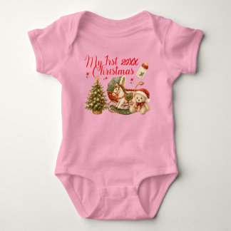 Body Para Bebê Meu Primeiro Natal Fofo e Colorido