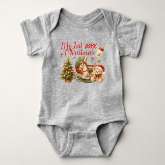 Body Para Bebê Meu Primeiro Natal Fofo e Colorido