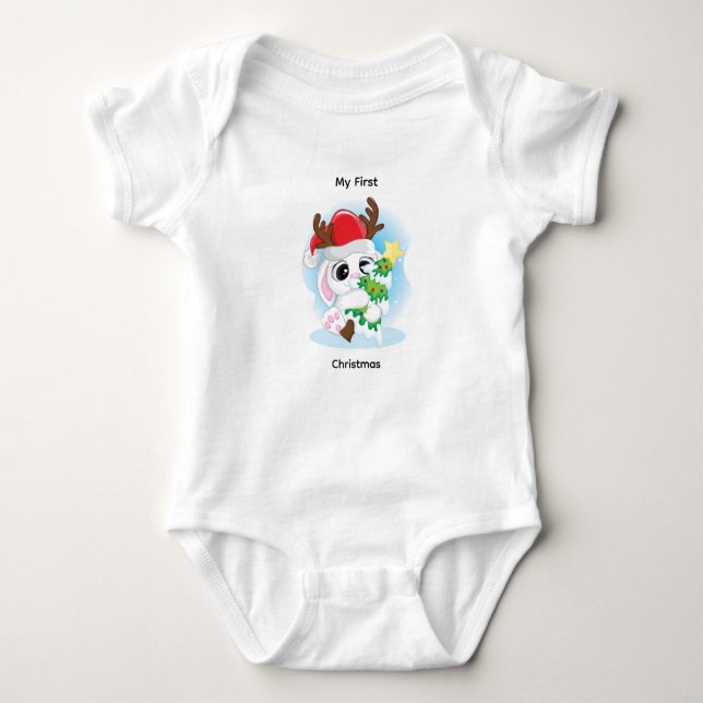 Body Para Bebê Meu Primeiro Natal O Bebê Cresce O Natal (Frente)