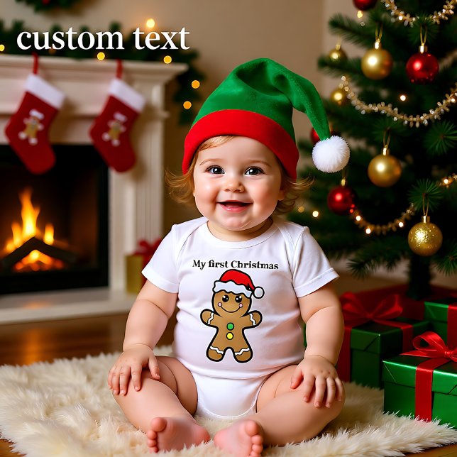 Body Para Bebê 🎅🎄 Meu primeiro Natal para lindo menino recém-na (🎅🎄 My 1st Christmas for cute newborn boy Baby Bodysuit)