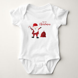 Body Para Bebê Meu Primeiro Natal - Saco de Brinquedo Papai Noel