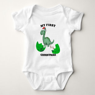 Body Para Bebê Meu Primeiro Natal T-Rex Dinossauro de Natal