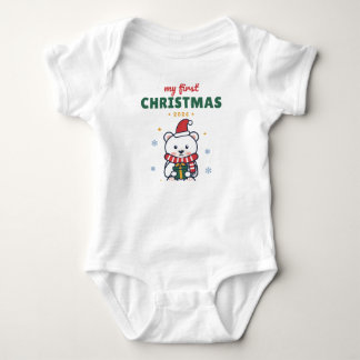 Body Para Bebê Meu Primeiro Natal Urso Polar Nome Personalizado B