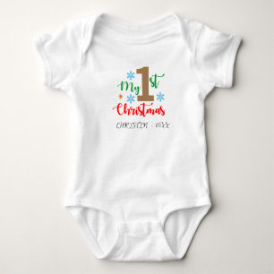 Body Para Bebê Meu Primeiro Nome Personalizado de Natal Bebê Body
