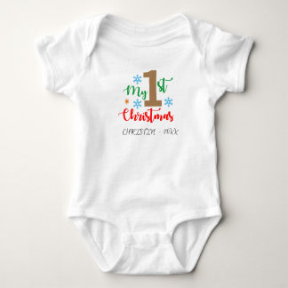Body Para Bebê Meu Primeiro Nome Personalizado de Natal Bebê Body