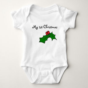 Body Para Bebê Meu primeiro/ø Natal - azevinho do Natal