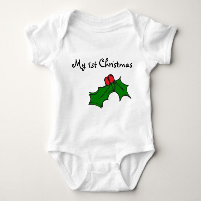 Body Para Bebê Meu primeiro/ø Natal - azevinho do Natal (Frente)