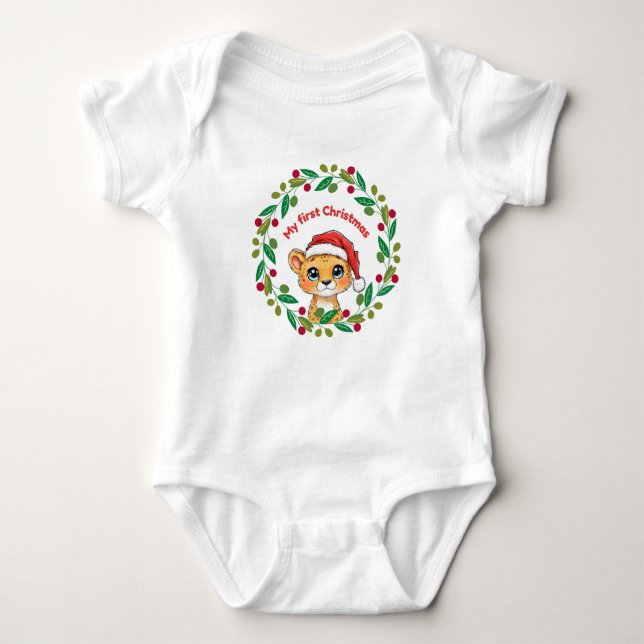 Body Para Bebê Meu primeiro Ornamento de Natal (Frente)