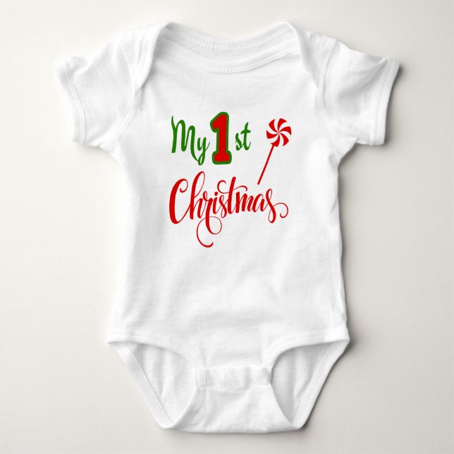 Body Para Bebê Meu primeiro presente de Natal doce de Natal (Frente)