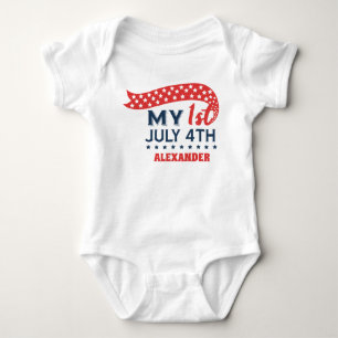 Body Para Bebê Meu Primeiro Quarto de Julho Personalizado
