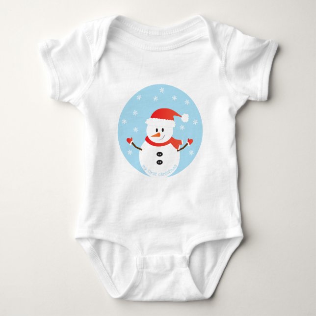 Body Para Bebê Meu Primeiro Snowman De Natal (Frente)