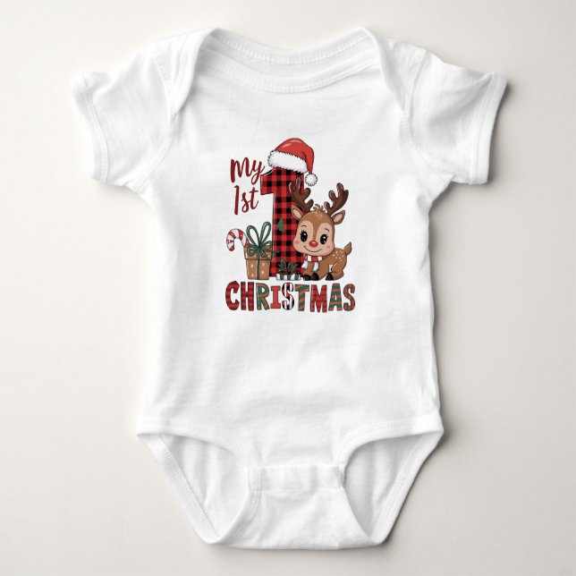 Body Para Bebê Meu primeiro terno de Natal (Frente)