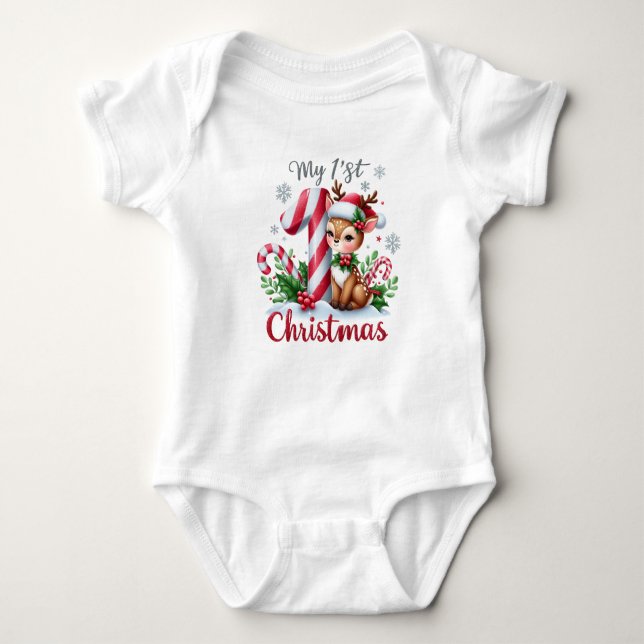 Body Para Bebê Meu primeiro terno de Natal (Frente)