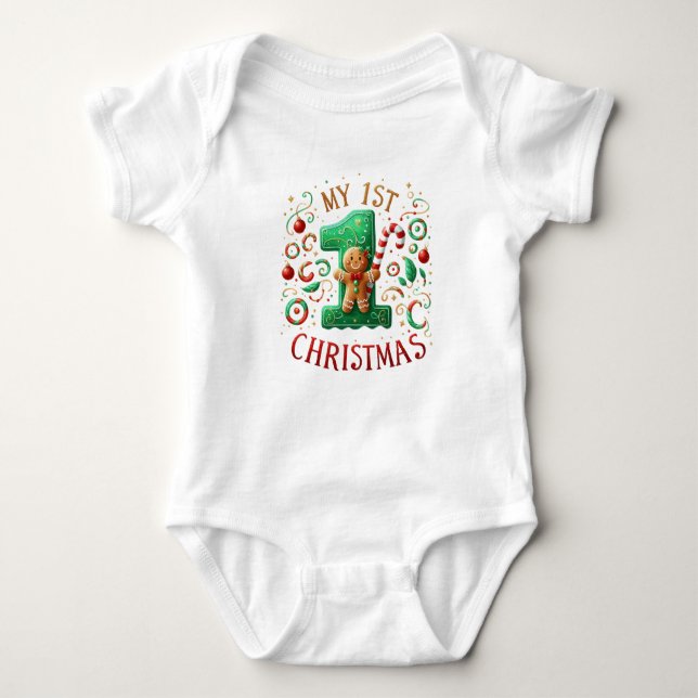 Body Para Bebê Meu primeiro terno de Natal (Frente)