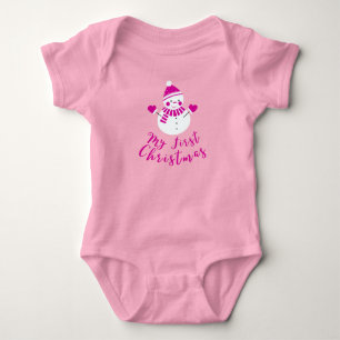 Body Para Bebê Meu Primeiro Texto Rosa Mágico de Natal e Neve