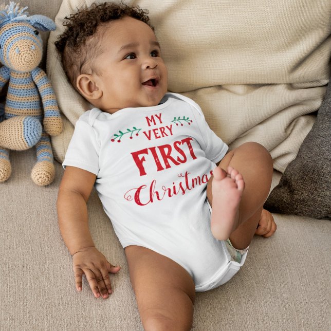 Body Para Bebê Meu primeiro traje de Natal combinando com a famíl (Criador carregado)