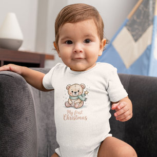 Body Para Bebê Meu Primeiro Urso de Pelúcia Natalino Doce