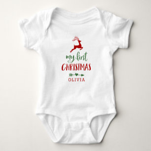Body Para Bebê Meu Primeiro Vestido de Natal Nome Bebê Bodyfato