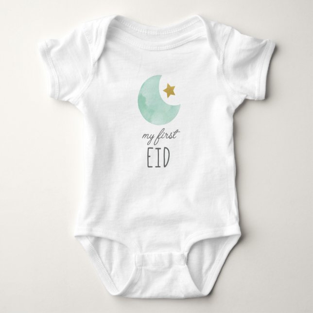Body Para Bebê Meu primeiro visto de bebê Eid, roupas (Frente)