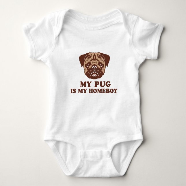 Body Para Bebê Meu Pug é meu Ficar em casa (Frente)