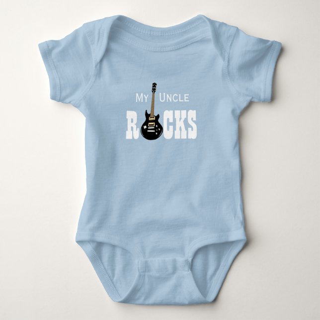 Body Para Bebê "Meu tio Rocha!" com guitarra elétrica (Frente)
