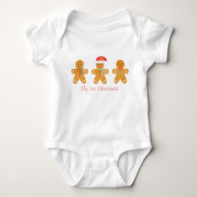 Body Para Bebê Meus 1ruas de Natal Gingercake Men Santa Hat (Frente)