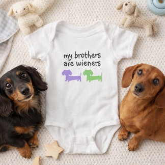 Body Para Bebê Meus Irmãos são Cachorros-Quentes | Dobermann Dach