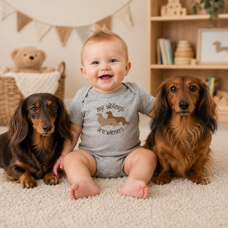 Body Para Bebê Meus irmãos são Dachshunds de pelo longo