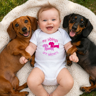 Body Para Bebê Meus irmãos são Dachshunds Wiener Presente de Bebê